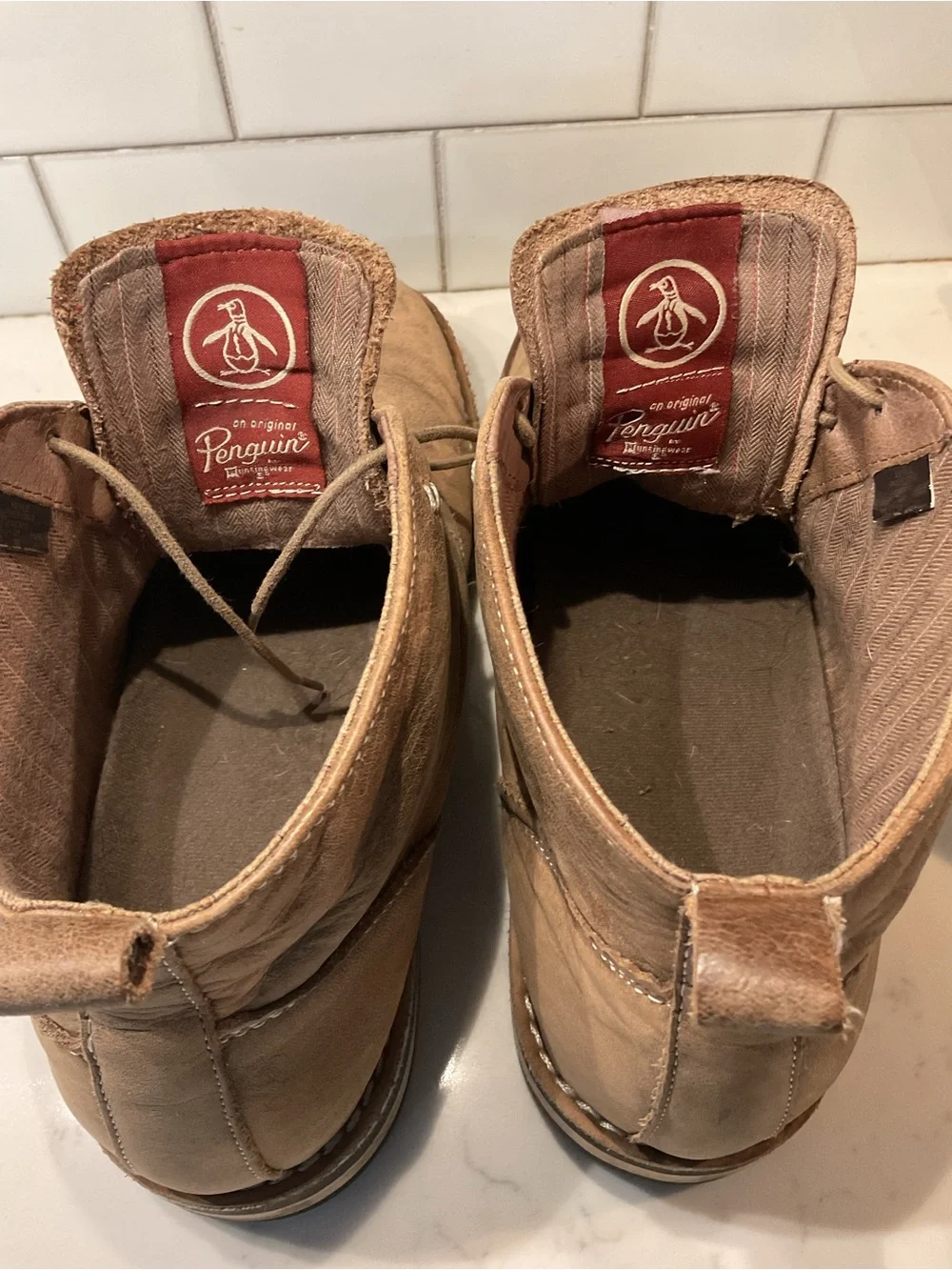 Original Penguin Men's Taupe Chukka Boots with Lace-Up Closure